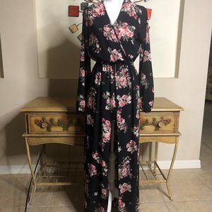 Long sleeve romper maxi dress